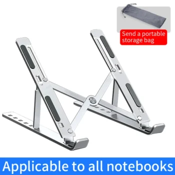 Adjustable Aluminum Alloy Laptop Stand – Foldable Portable Notebook Holder with Cooling & Non-Slip Design