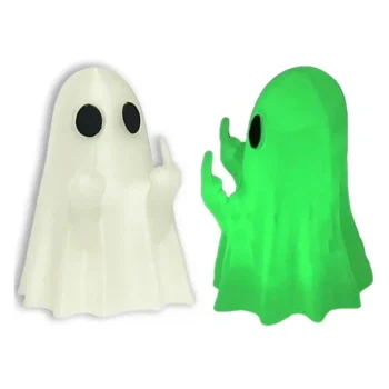 Halloween Luminous Middle Finger Ghost Statue Cute Scary Tabletop Figurine PLA Home Decoration (14+)