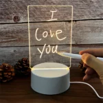 Transparent LED Message Board Night Light – USB Acrylic Write & Erase Desk Lamp