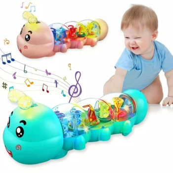 Musical Caterpillar Crawling Toy for Babies – Light-Up Learning Toy with Letters & Numbers | Automatic Steering Baby Toy