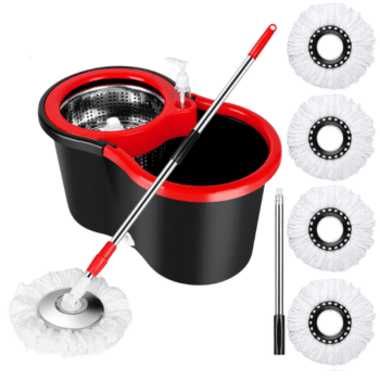 Spin Mop and Bucket Set with Wringer – 360° Stainless Steel Floor Cleaning System