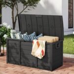 75 Gallon Outdoor Storage Box – Resin Deck Box with Handles for Patio, Pool & Garden
