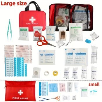 Portable First Aid Kit for Camping & Hiking – Small/Large Outdoor Emergency Kit with Scissors & Tweezers