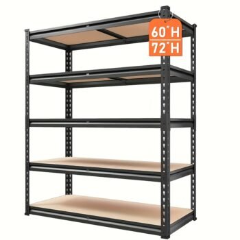 Heavy Duty 5 Tier Metal Shelving Unit – 2000LBS Adjustable Garage Storage Rack (72”/60”)