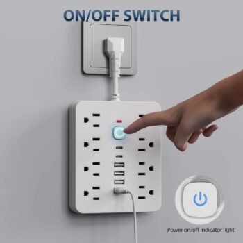 14-in-1 Power Strip with USB Ports – 8 AC Outlets, USB-C & Overload Protection