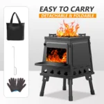 Portable Wood Burning Camp Stove – Cast Iron Outdoor Camping Stove for Hiking & BBQ