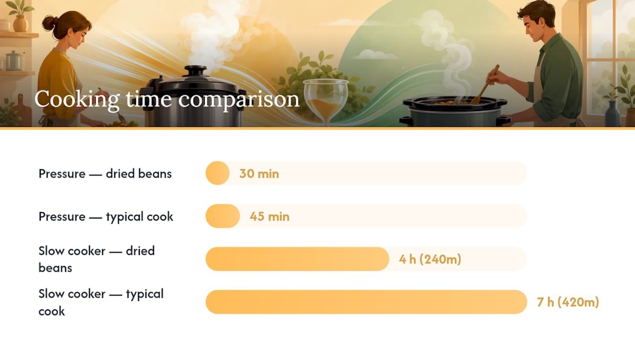 Comparison diagram of pressure cooker and slow cooker features