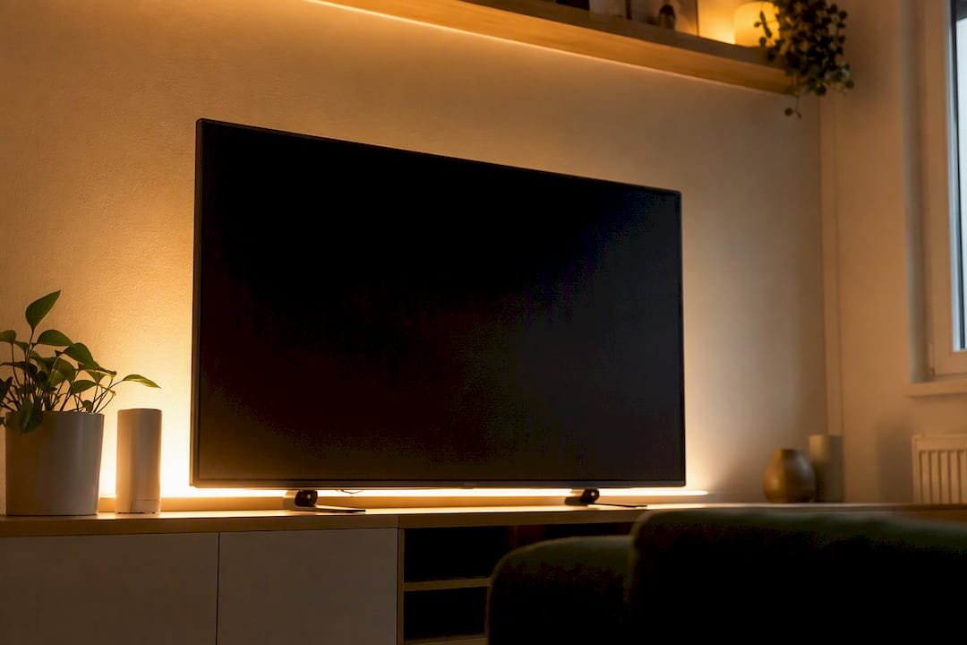 Warm bias lighting behind TV