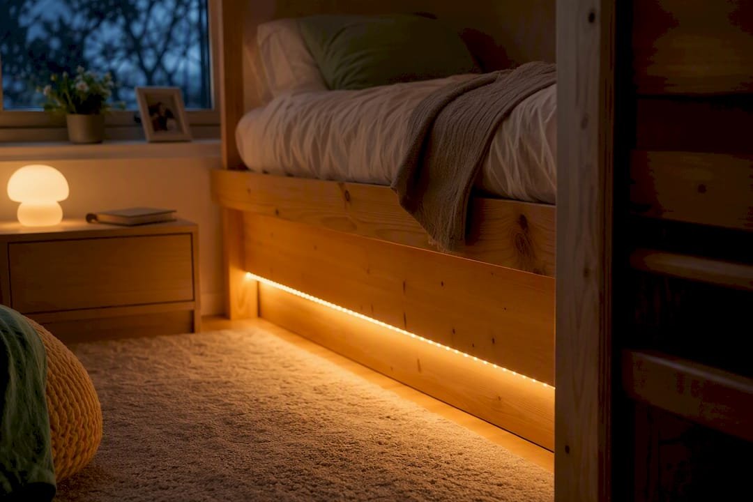 Warm ambient LED under bed glow