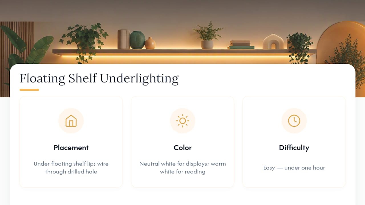 Diagram of LED strip types and suitable rooms