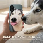 Custom Dog Nose Phone Case – Upload Your Pet's Photo, Funny 3D Squishy Nose Bump, Personalized Novelty Gift for Dog Lovers, Fits iPhone & Samsung Models, Unique Pet Memorial Gift